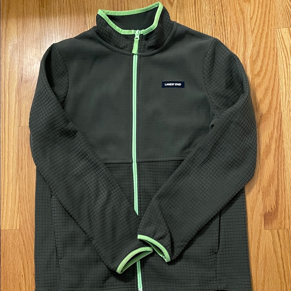 Lands End  Dark Jacket with Lime Accents